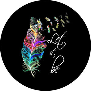 Let It Be Feather With Dragonflies Spare Tire Cover