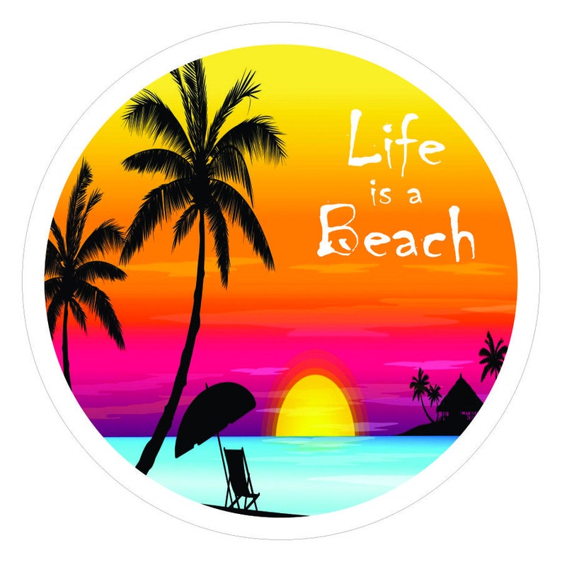 Life Is A Beach Sunset White Spare Tire Cover