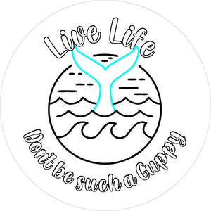 Live Life Don't Be A Guppy Mermaid Tail White Spare Tire Cover
