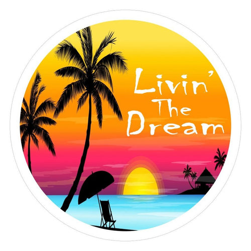 Living The Dream Beach Sunset White Spare Tire Cover