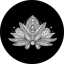 Lotus Flower Mandala Black Spare Tire Cover