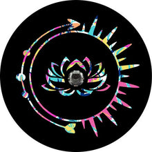 Lotus Flower Tie Dye Sun & Arrow Black Spare Tire Cover