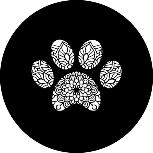 Mandala Paw Black Spare Tire Cover