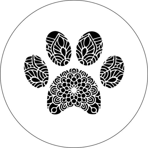 Mandala Paw White Spare Tire Cover