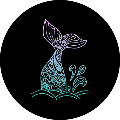 Mermaid Mandala Tail Black Spare Tire Cover