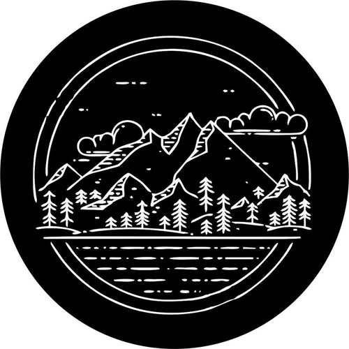 Mountain Range Black Spare Tire Cover