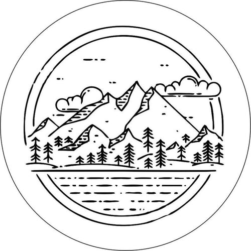 Mountain Range White Spare Tire Cover