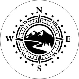 Mountain Road With Compass White Spare Tire Cover