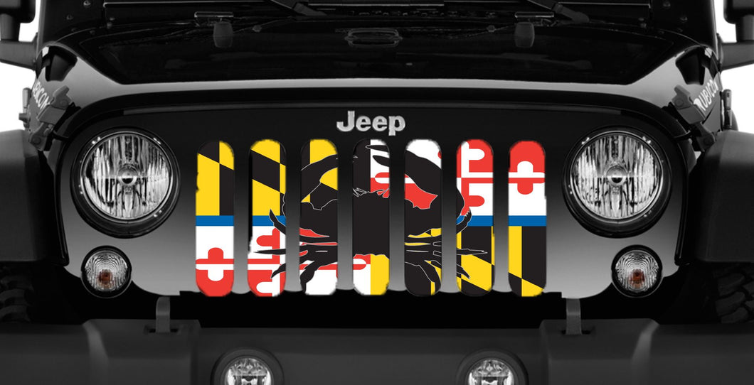 Maryland Crab Flag - Back The Blue Jeep Grille Insert