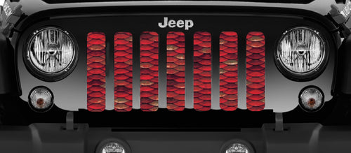 Mermaid Scales - Red - Jeep Grille Insert