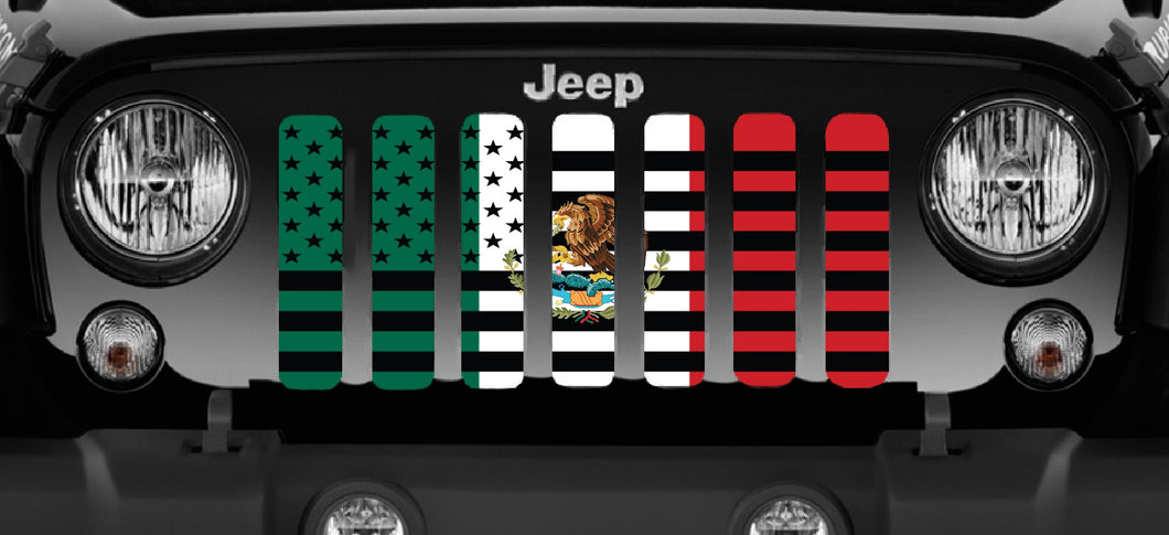 Mexican American Flag Jeep Grille Insert