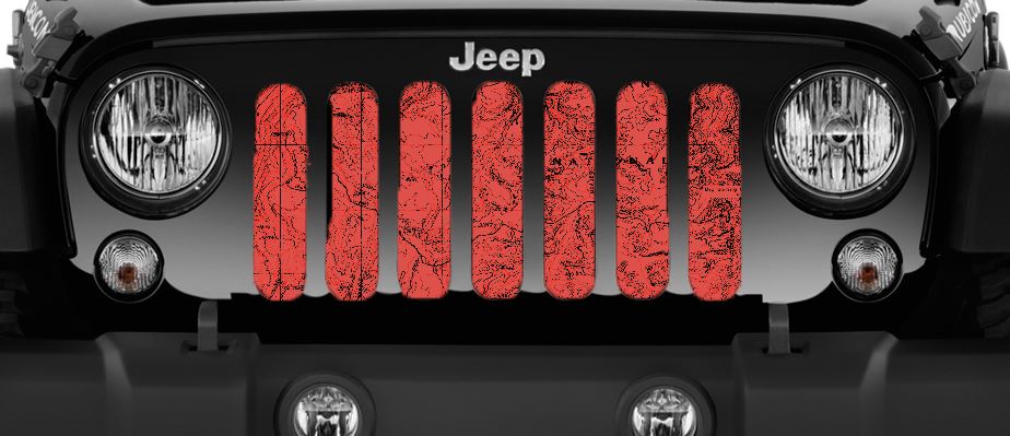 Moab Topography Map Canyon Lands Red Jeep Grille Insert