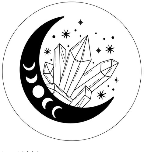 Moon Phase With Crystals White Spare Tire Cover