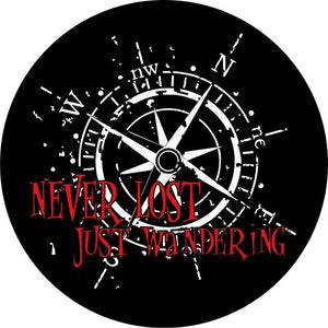 Never Lost Just Wandering Compass Black Spare Tire Cover