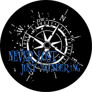 Never Lost Just Wandering Compass Blue Spare Tire Cover