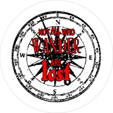 Not All Who Wander Are Lost Compass White Background & Red Spare Tire Cover