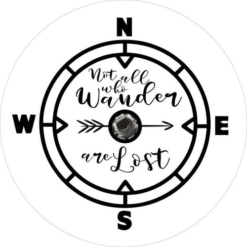 Not All Who Wander Are Lost Thin Gray Rim Spare Tire Cover