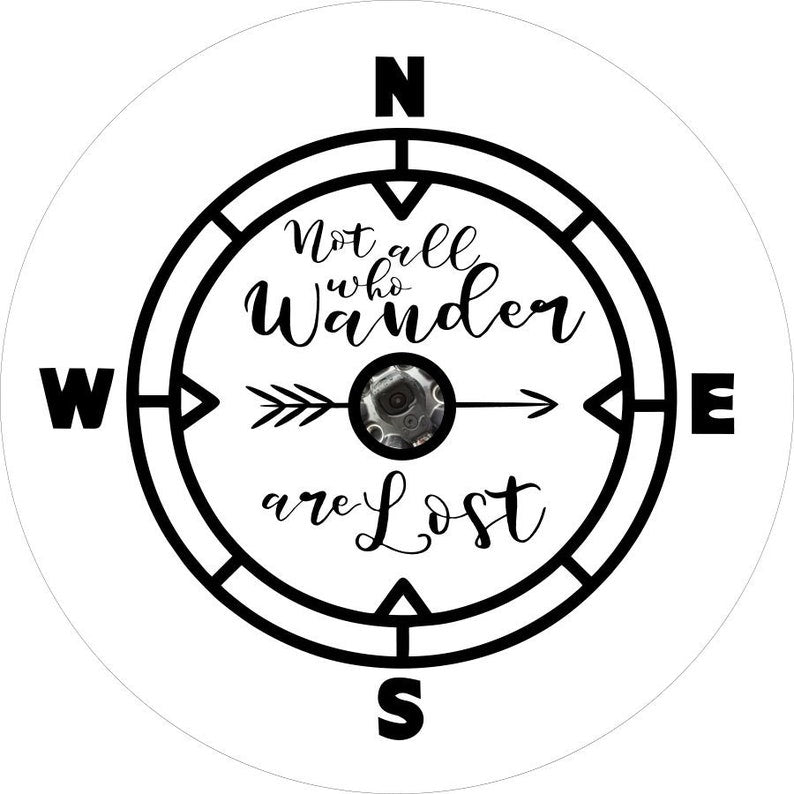 Not All Who Wander Are Lost Thin Gray Rim Spare Tire Cover
