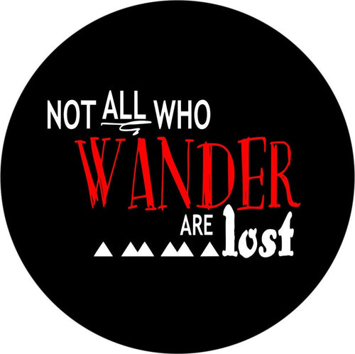 Not All Who Wander Distressed Compass Black & Red Spare Tire Cover