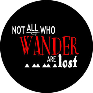 Not All Who Wander Distressed Compass Black & Red Spare Tire Cover