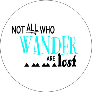 Not All Who Wander Distressed Compass White & Teal Spare Tire Cover