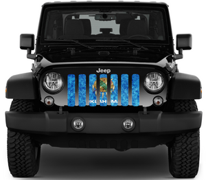 Oklahoma Grunge State Flag Jeep Grille Insert