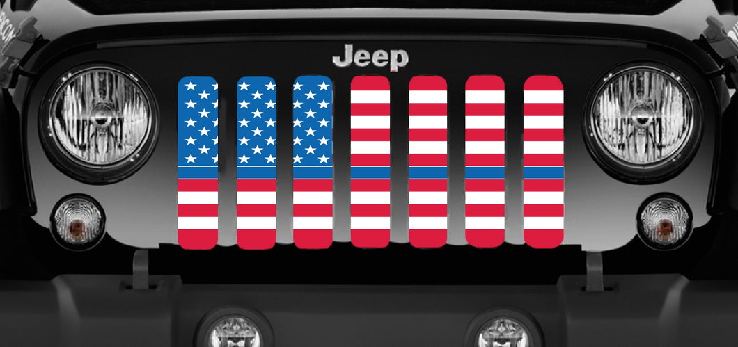 Old Glory Blue Line Jeep Grille Insert