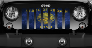 Oregon Grunge State Flag Jeep Grille Insert