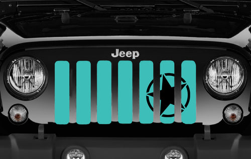 Oscar Mike Teal Jeep Grille Insert