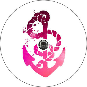 Pink Ombre Anchor White Spare Tire Cover