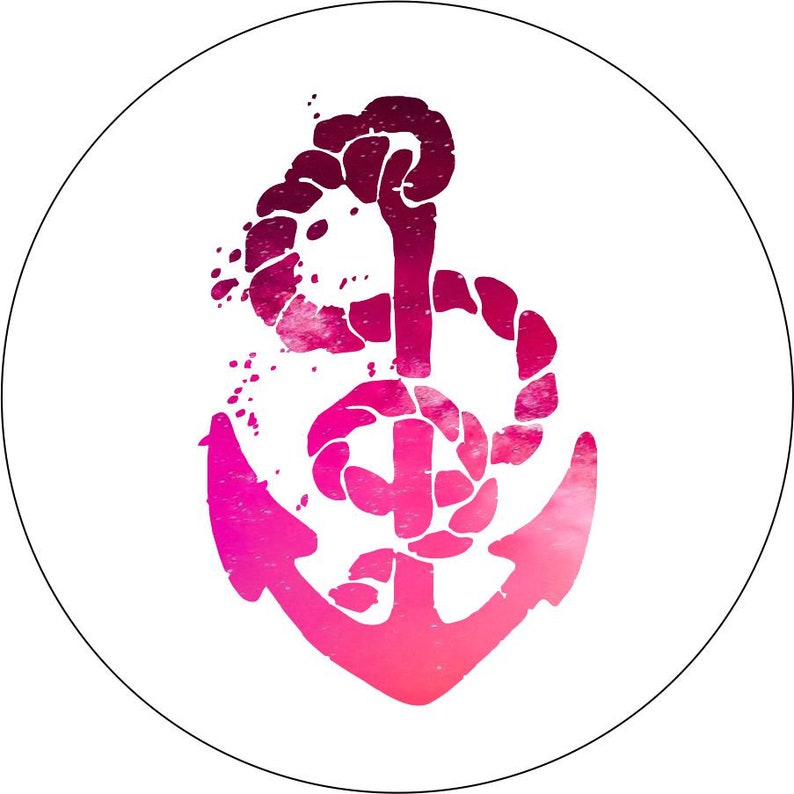 Pink Ombre Anchor White Spare Tire Cover