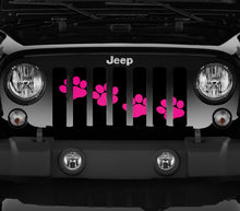 Platinum Puppy Paw Prints - Pink Diagonal- Jeep Grille Insert