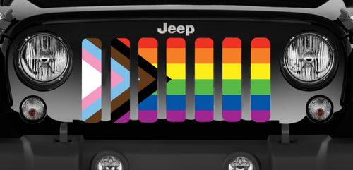 Progress Gay Pride Flag Jeep Grille Insert