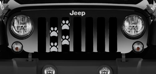 Puppy Paw Prints - Gray - Jeep Grille Insert