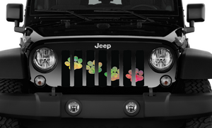 Platinum Puppy Paw Prints - Abstract Diagonal - Jeep Grille Insert