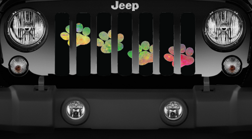 Puppy Paw Prints - Abstract Diagonal - Jeep Grille Insert