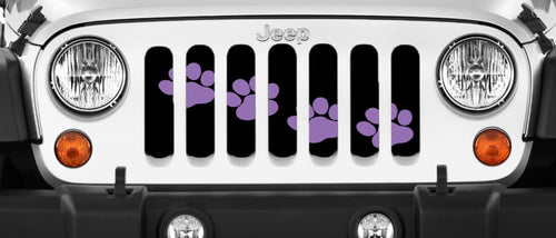 Platinum Puppy Paw Prints - Purple Diagonal - Jeep Grille Insert