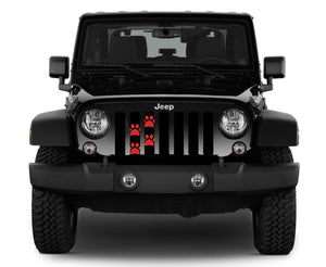 Puppy Paw Prints - Red - Jeep Grille Insert
