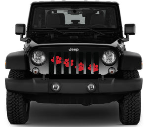 Puppy Paw Prints - Rubicon Red Diagonal - Jeep Grille Insert