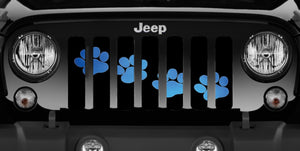 Puppy Paw Print - Blue Diagonal - Jeep Grille Insert