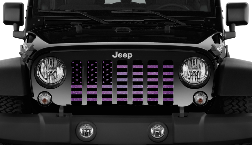 Purple Fleck American Flag Print Jeep Grille Insert