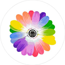 Rainbow Daisy Flower White Spare Tire Cover