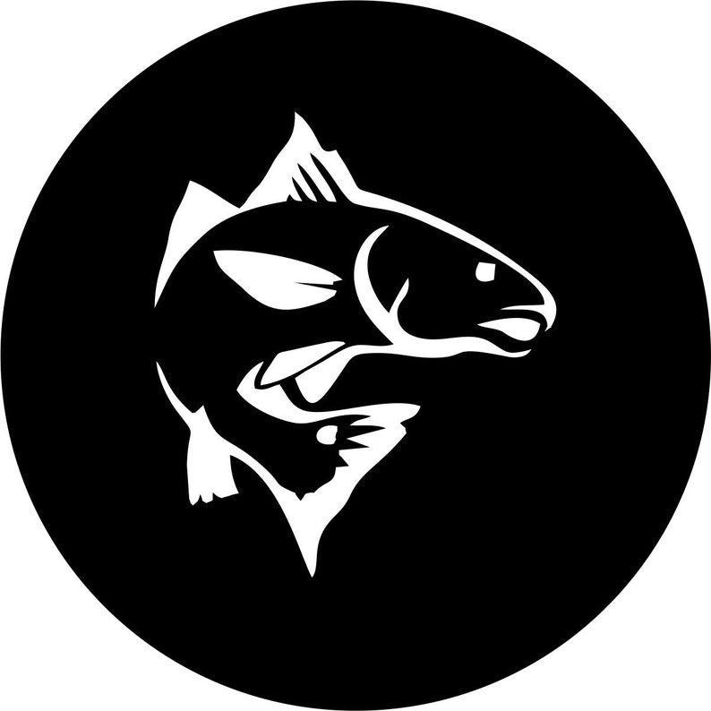 Red Fish Black Spare Tire Cover