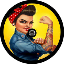 Rosie The Riveter Yellow Background Spare Tire Cover