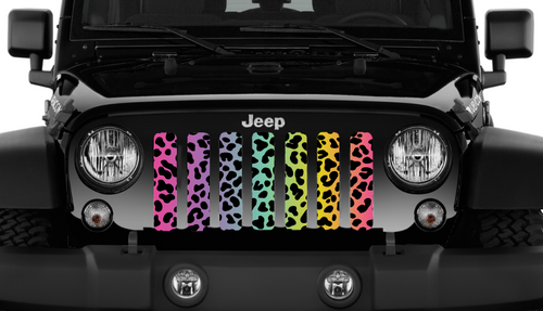 Rainbow Cheetah Print Jeep Grille Insert