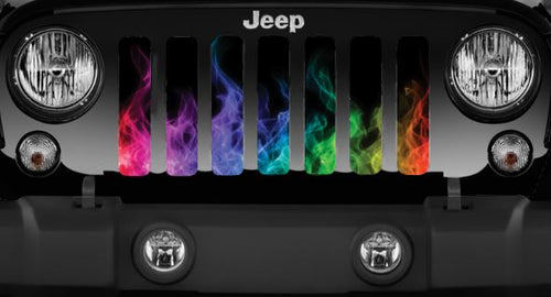 Rainbow Flames Jeep Grille Insert