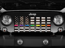 Rainbow Grunge American Flag Jeep Grille Insert
