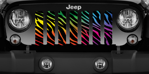 Platinum Rainbow Zebra Print Jeep Grille Insert