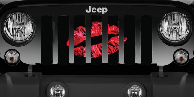 Red Ombre Kiss Jeep Grille Insert