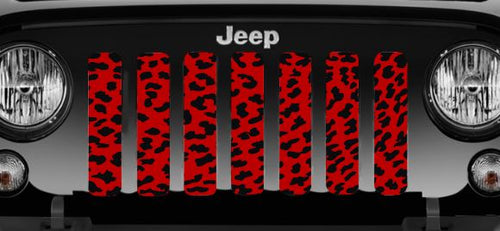 Red Cheetah Print Jeep Grille Insert